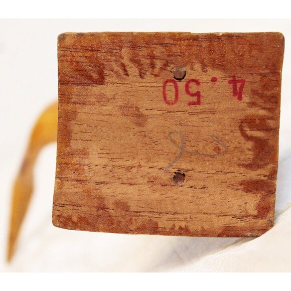 Vtg Hand Carved Drift wood Burl Ostrich Figure 6.5'' Bird Flamingo Heron Egret - Picture 8 of 10